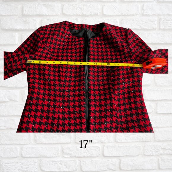 Custom Tailored Women’s Red & Black Suit Jacket | Shimmer Blazer Medium - Picture 4 of 7